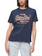 Superdry Women's Blouse Cotton Short Sleeve Navy