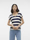 Vero Moda Damen T-shirt mit V-Ausschnitt Navy Blue