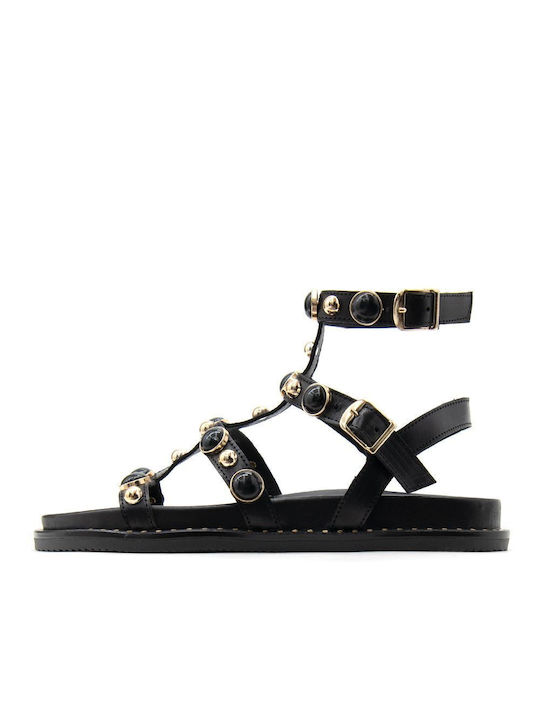 Makis Kotris Leather Women's Sandals Black