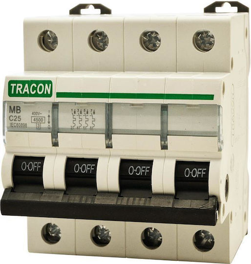Tracon Electric Τετραπολικός Διακόπτης Ράγας 400V 25A