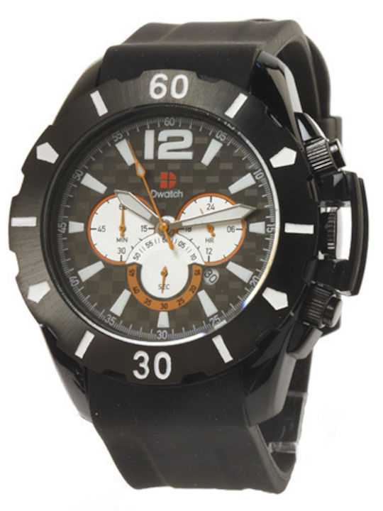 Dwatch Men's Watch Chronograph Battery with Black Rubber Strap
