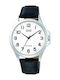 Q&Q Herrenuhr 40mm Batterie mit Schwarz Lederarmband