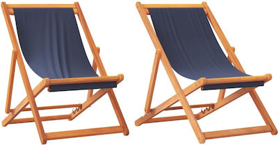 vidaXL Lounger-Armchair Beach with Recline 3 Slots Blue Set of 2pcs
