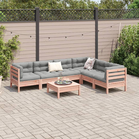 Set Camera De Zi Pentru Exterior 7 Piese Gri Cu Perne