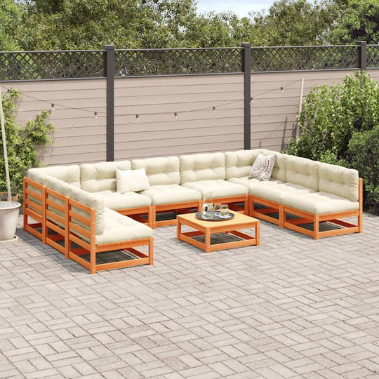 Garten- und Outdoor-Möbelsets 10 Stück Braune mit Kissen