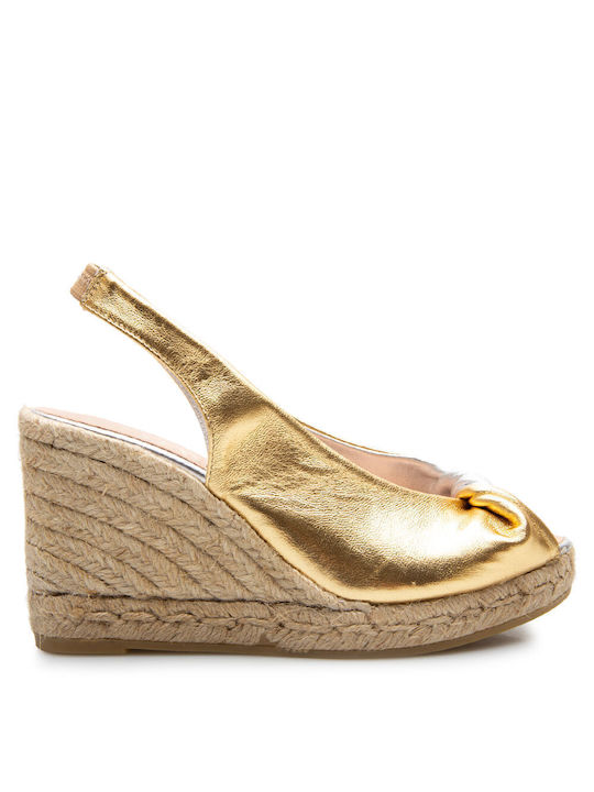 Gaimo Women's Peep Toe Platforms Gold