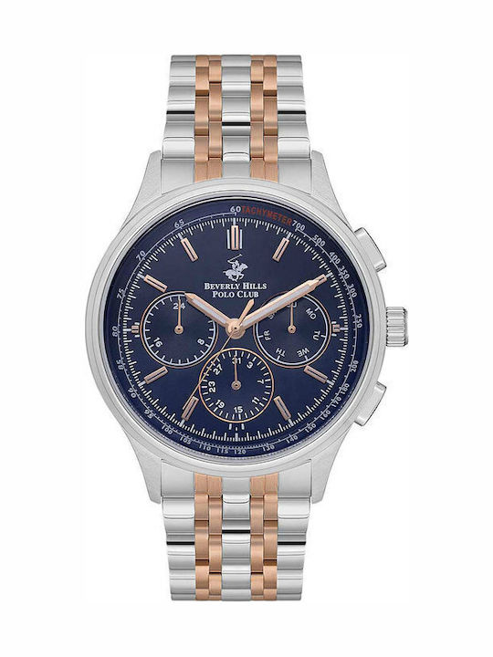 Beverly Hills Polo Club Men's Watch Battery with Silver Metal Bracelet