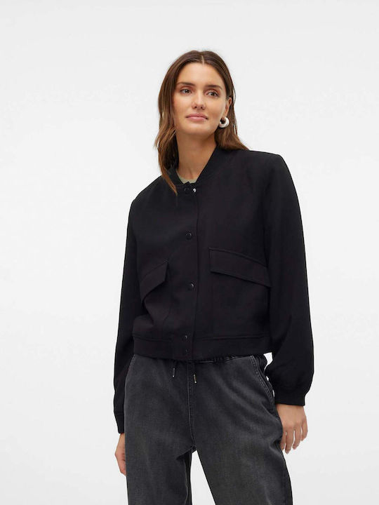 Vero Moda Scurt Jachetă de femei Puffer pentru iarnă BLACK