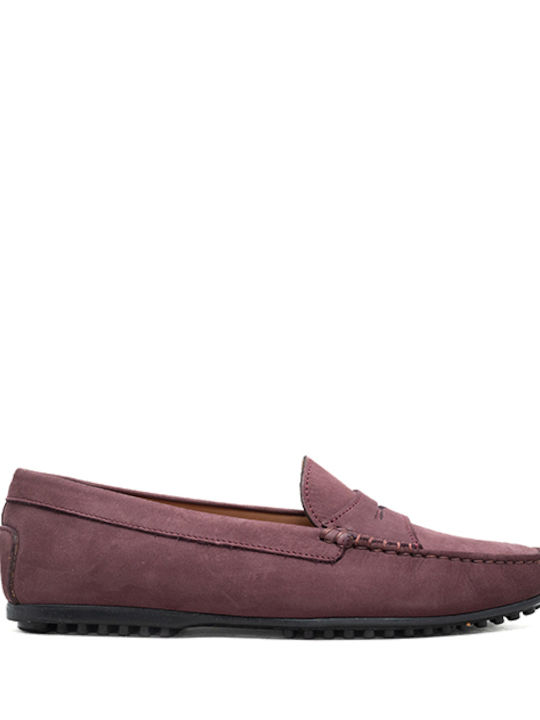 Raniero Conti Leather Women's Moccasins in Burgundy Color