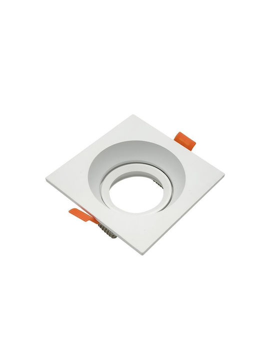 Adeleq Platz Metallisch Einbau Spot mit Fassung GU10 Weiß 9.5x9.5cm. 1Stück