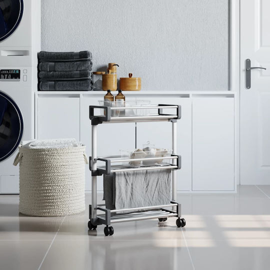 vidaXL Kitchen Trolley Plastic Silver 59x20x75cm