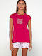 Vamp Summer Women's Pyjama Set Cotton Red