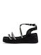 Women's Synthetic Leather Ankle Strap Platforms Black