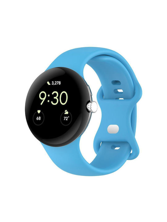 Google Pixel Watch 2 Solid Color Silicone Watch Band Size:l Size Sky Blue