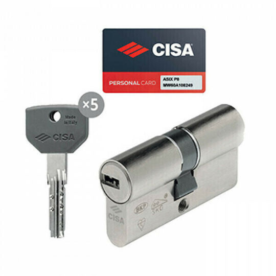Cisa Lock Cylinder Security Asix 75mm (30-45) with 5 Keys Silver