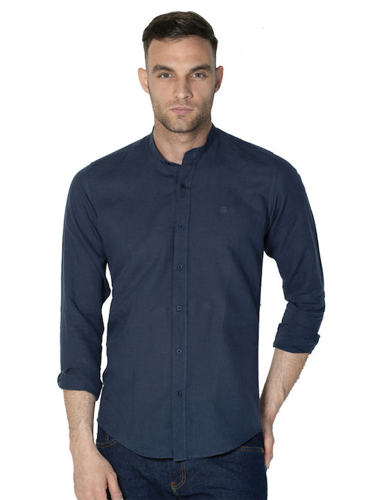 Langärmlig Leinen Hemd Dark Blue