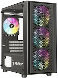 Tempest Gaming Rampart Jocuri Middle Tower Cutie de calculator cu iluminare RGB Negru