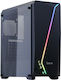 Spacer Flash Gaming Midi Tower Κουτί Υπολογιστή με Πλαϊνό Παράθυρο και RGB Φωτισμό Μαύρο