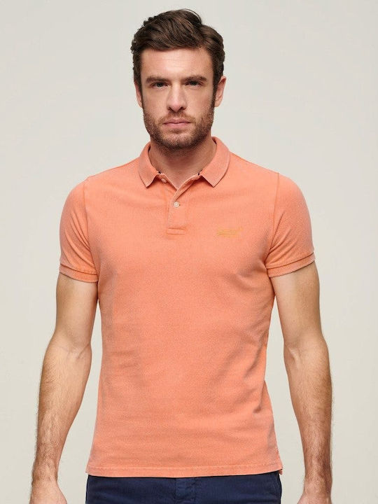 Superdry Men's Short Sleeve Blouse Polo Orange