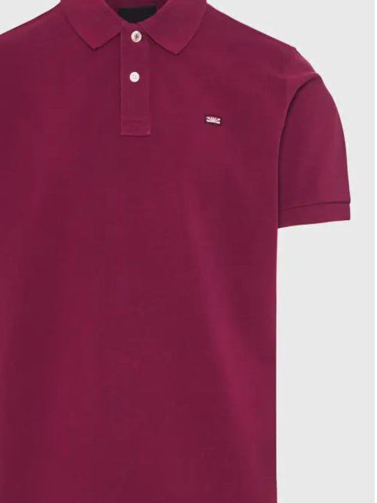 Funky Buddha Bluza pentru bărbați cu mâneci scurte Polo Magenta Purple