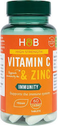 Holland & Barrett Vitamin C & Zinc Витамин 60 Таблетки