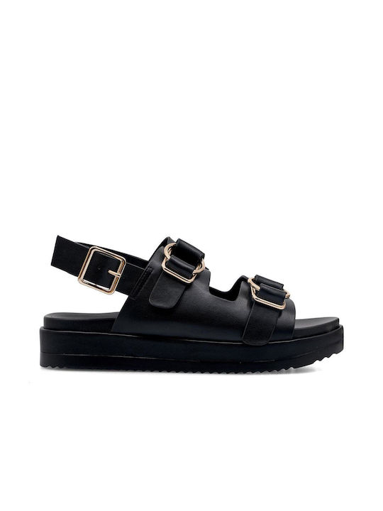 Seven Women's Flat Sandals Flatforms in Black Color