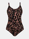 One Piece Swimsuit For Large Bust Black Animal Print