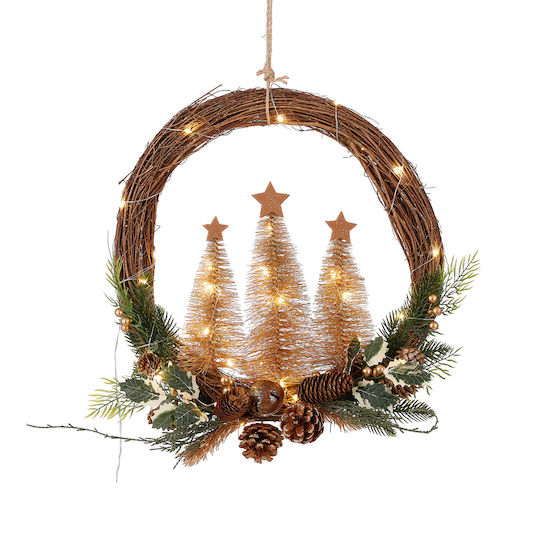 Tiffany Pine K Trees Gold 40led Battery Operated D42cm Willow