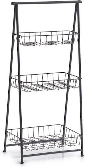 Zeller Raft De Bucătărie Metalic Cu 3 Locuri Negru 43x30x90cm
