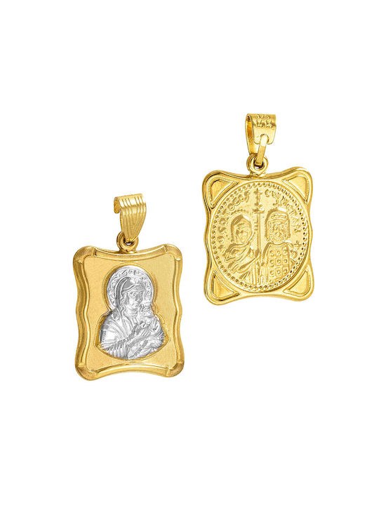 Pendant Kids Talisman Double Sided Constantine from Gold 14K AMU100TH23