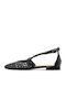 Leather Women's Flat Sandals in Black Color
