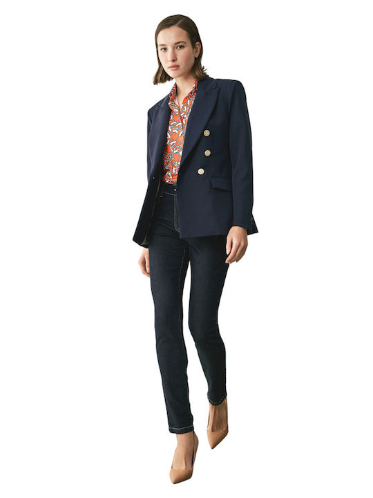 Figaro Damen Gekreuzt Blazer Blue