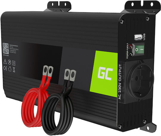 Green Cell Car Inverter Pure Sinewave 1000W to Converter 12V DC in 230V AC with 1xUSB