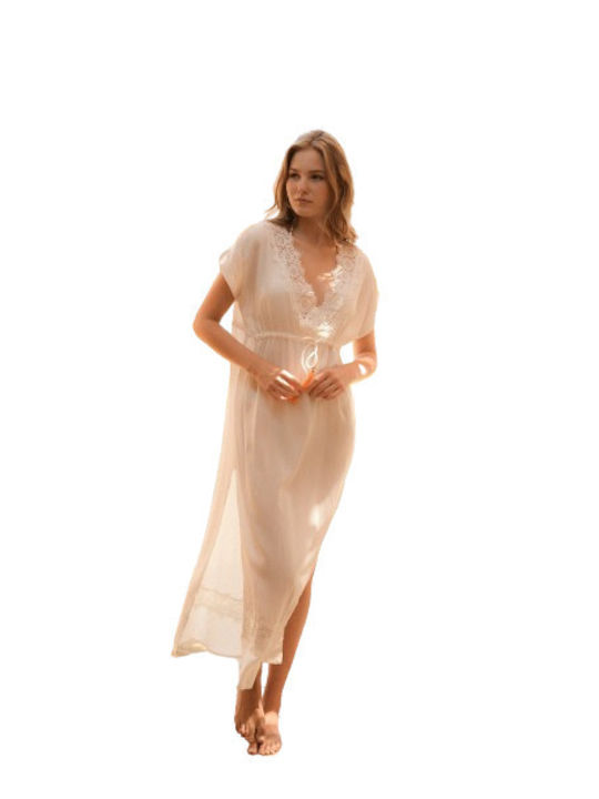 Solano Swimwear Damen Maxi Kaftan Strand WHITE