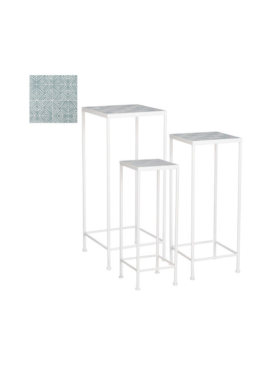 Square Metal Side Table Calais Blue 28x28x67 cm