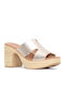 Leder Damen Sandalen mit hohem Absatz in Gold Farbe