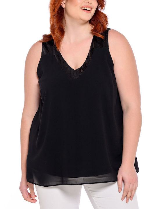 Silky Collection Women's Blouse Sleeveless Black