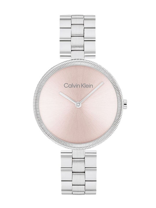 Calvin Klein Gleam Collection Γυναικείο Ρολόι 32mm Μπαταρίας με Ασημί Μεταλλικό Μπρασελέ