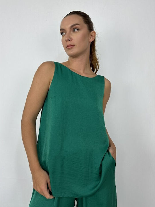 Moutaki Дамска Блуза Без ръкави Зелен