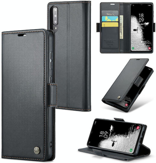 Samsung Galaxy A30s A50s A50 Caseme 023 Schmetterling Schnalle Litchi Textur Rfid Anti-Diebstahl Leder Telefon Fall schwarz
