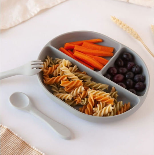 Kiokids Baby Food Plate made of Silicone Gray
