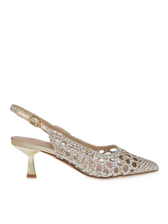 Exe Pumps mit Riemchen Goldene