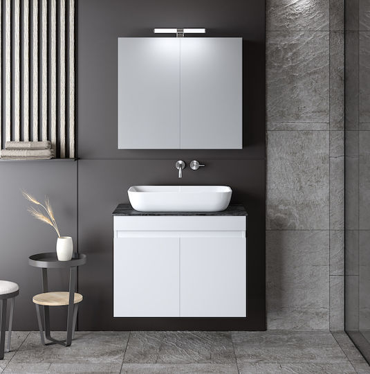 Martin Waschtisch mit Waschbecken & Spiegel White