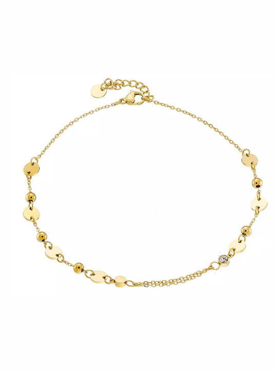 Foot Chain Stainless Steel Gold Plated Zircon Stones