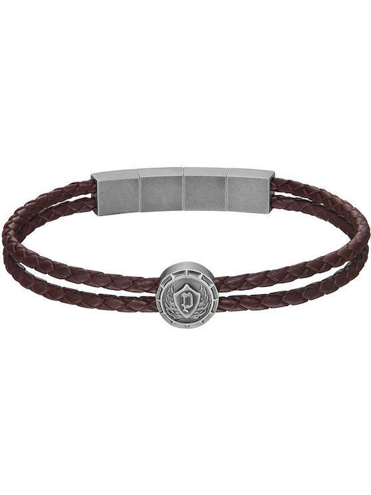 Police Crest Bracelet Stainless Steel Leather Bracelet