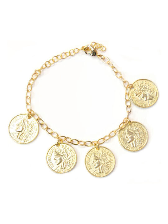 Farma Bijoux Subwoven Bracelet Gold 5 Pendant Coins 15/20cm