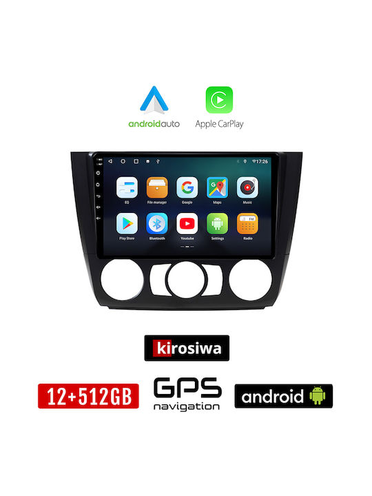 Kirosiwa Sistem Audio Auto pentru BMW E81 / E82 / E87 2004-2013 (Bluetooth/USB/WiFi/GPS/Apple-Carplay/Android-Auto) cu Ecran Tactil 9"