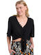 Women's Monochrome Short Sleeve Shirt Black
