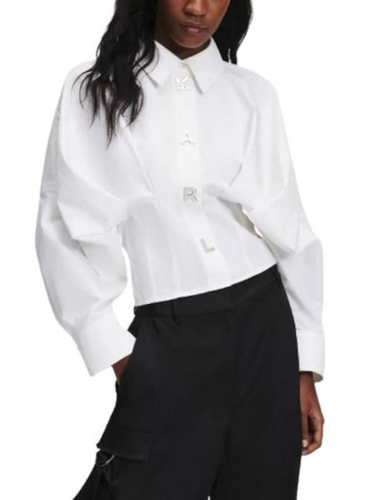 Karl Lagerfeld Women's Long Sleeve Shirt White