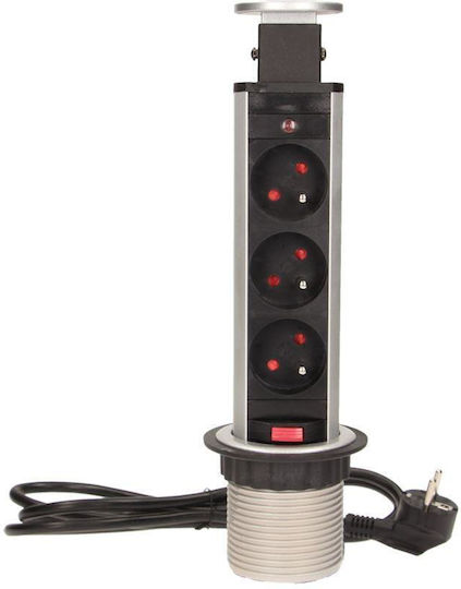 Orno Priză Electrică Triplu Mortice Argintie
